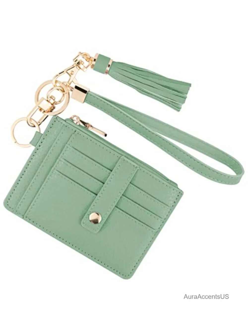 RFID Blocking Vegan Leather Wristlet Wallet with 8 Card Slots & Detachable Strap
